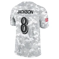 Men's Nike Lamar Jackson Arctic Camo Baltimore Ravens 2024 Salute to Service Limited Jersey