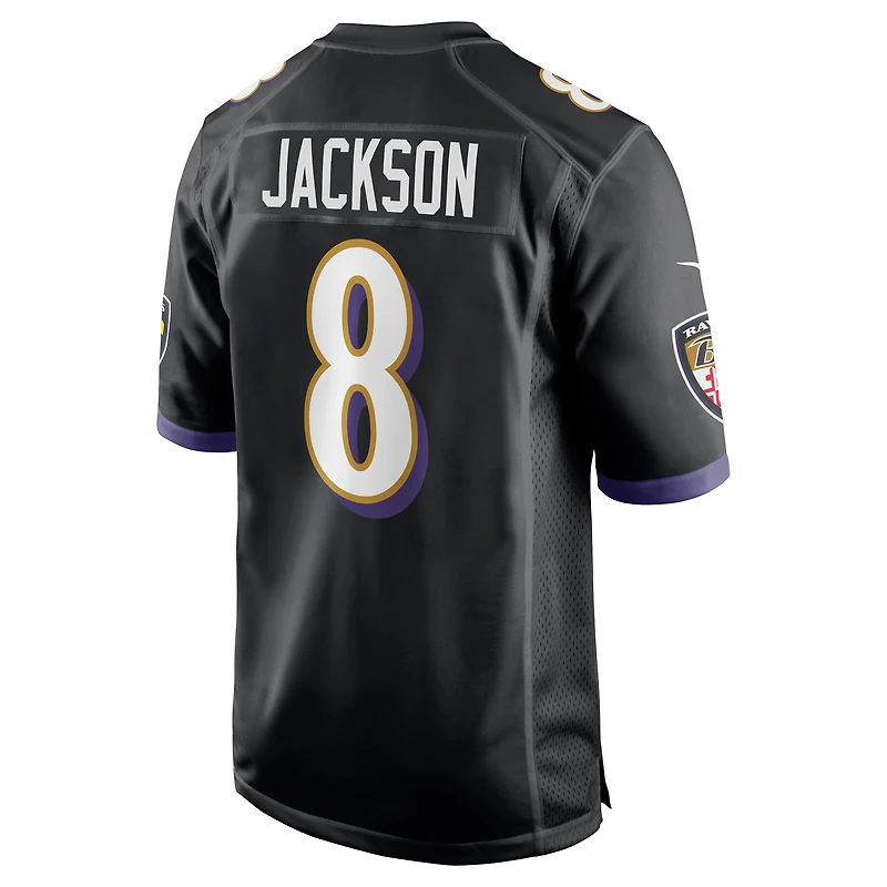 Maillot de match alternatif Nike Lamar Jackson pour hommes, noir, Baltimore Ravens