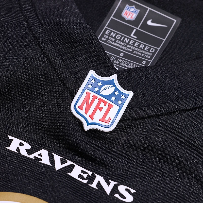 Maillot de match alternatif Nike Lamar Jackson pour hommes, noir, Baltimore Ravens