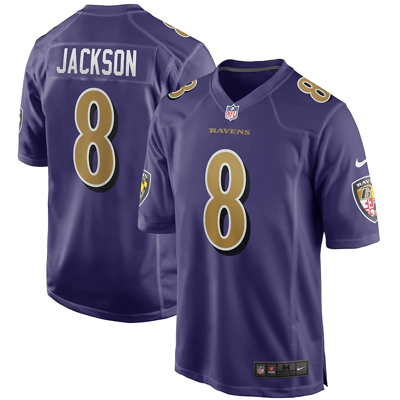 Maillot de match alternatif Nike Lamar Jackson violet Baltimore Ravens pour hommes