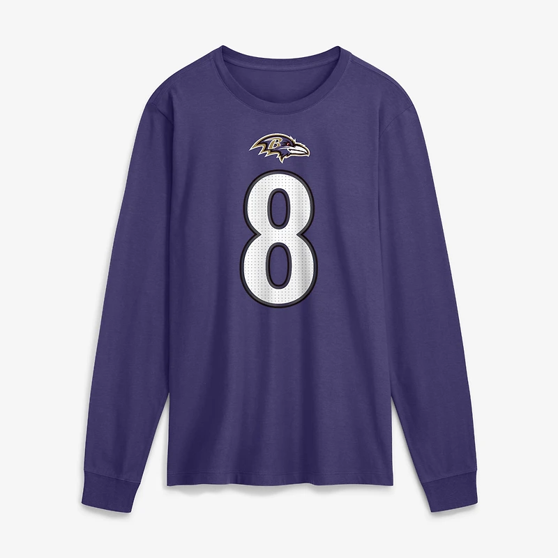 T-shirt à manches longues Nike Lamar Jackson violet Baltimore Ravens pour homme