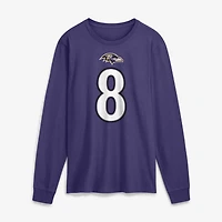 T-shirt à manches longues Nike Lamar Jackson violet Baltimore Ravens pour homme