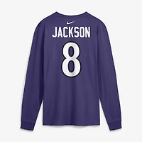 Men's Nike Lamar Jackson Purple Baltimore Ravens Name & Number Long Sleeve T-Shirt