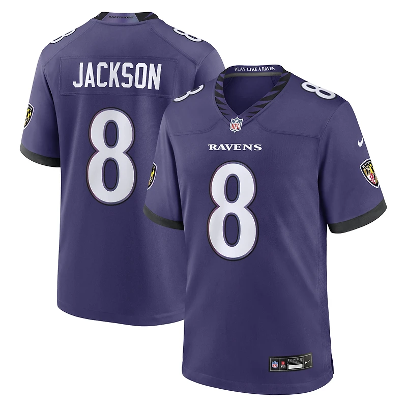 Maillot de match Nike Lamar Jackson violet des Ravens Baltimore pour homme