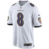 Maillot de jeu Nike Lamar Jackson pour homme, blanc, Baltimore Ravens, joueur