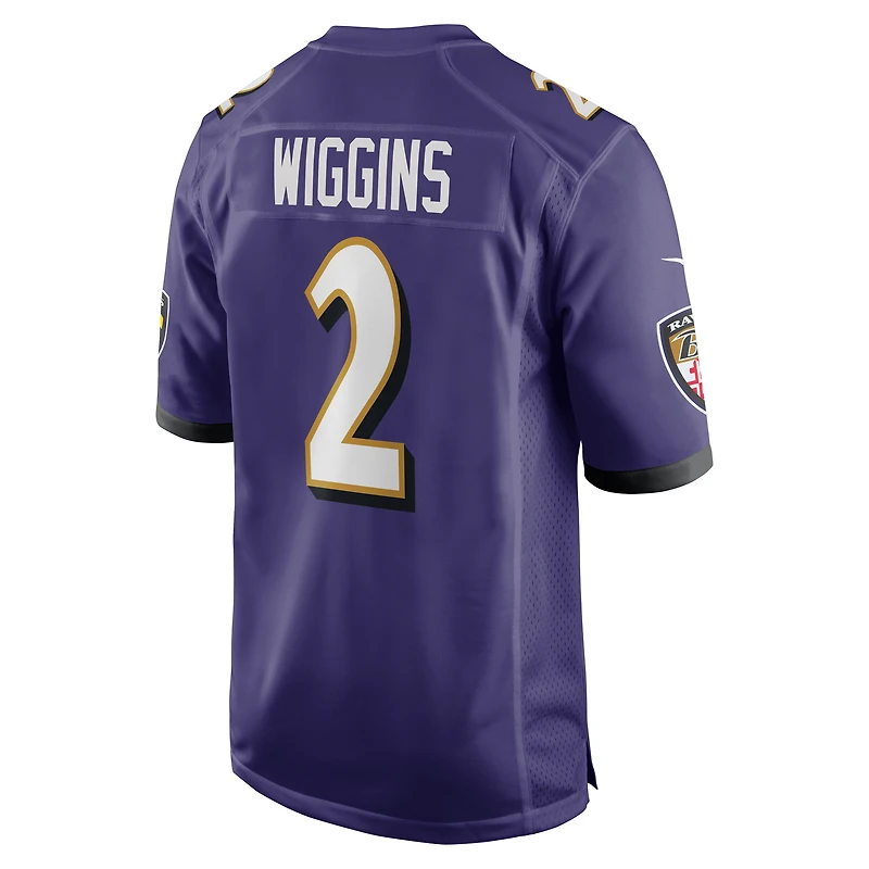 Men's Nike Nate Wiggins Purple Baltimore Ravens  Player Game Jersey