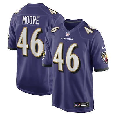 Maillot de match Nike Nick Moore violet Baltimore Ravens pour hommes