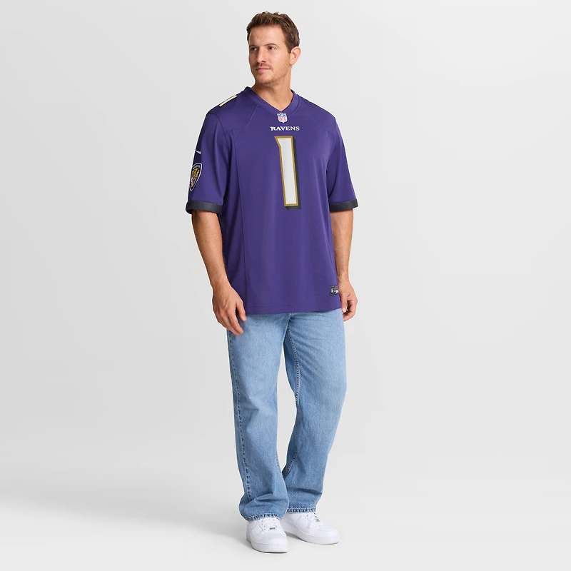 Maillot de match des Ravens Baltimore Nike numéro 1 Dad pour homme pourpre
