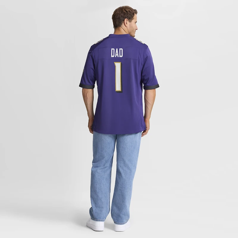 Maillot de match des Ravens Baltimore Nike numéro 1 Dad pour homme pourpre