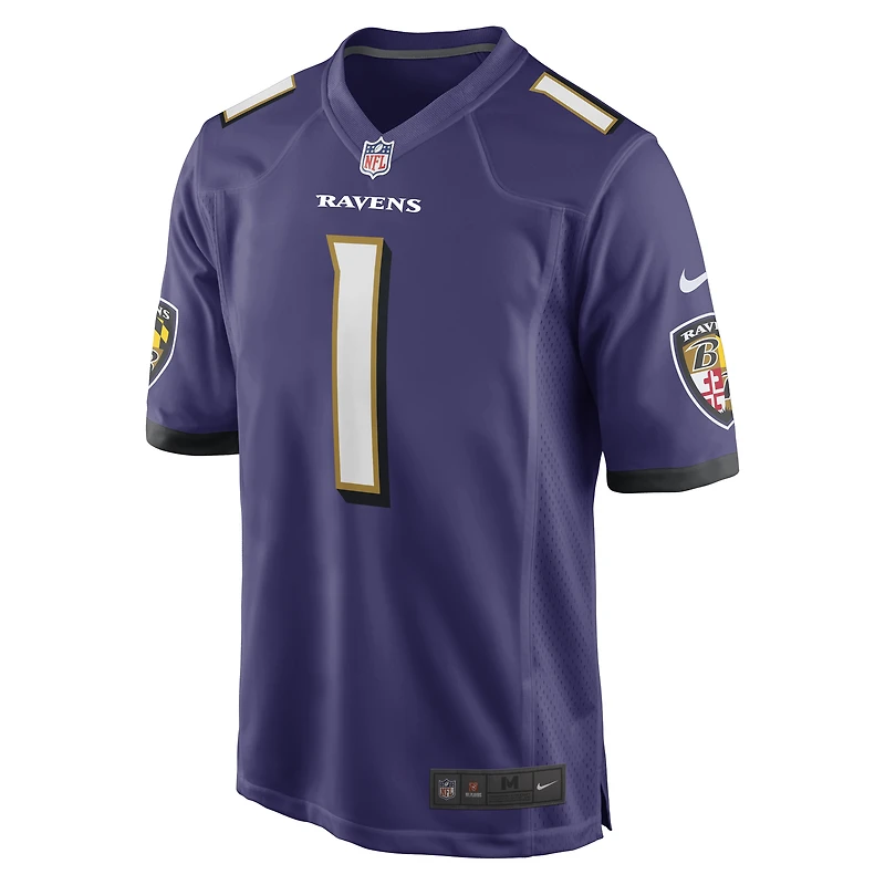 Maillot de match des Ravens Baltimore Nike numéro 1 Dad pour homme pourpre