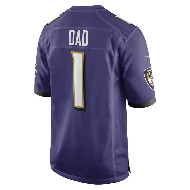 Maillot de match des Ravens Baltimore Nike numéro 1 Dad pour homme pourpre