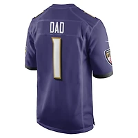 Maillot de match des Ravens Baltimore Nike numéro 1 Dad pour homme pourpre
