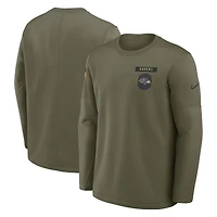 Maillot Nike Olive Baltimore Ravens 2025 Salute to Service Sideline Coaches Therma-FIT à manches longues pour homme