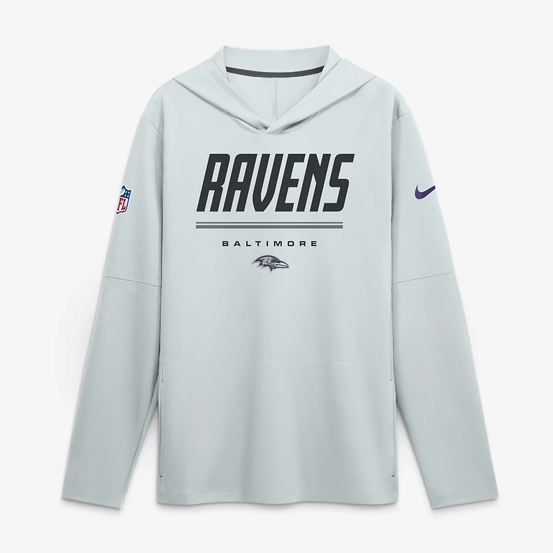 Men's Nike  Purple Baltimore Ravens Sideline Lightweight Long Sleeve Hooded Dri-FIT Top