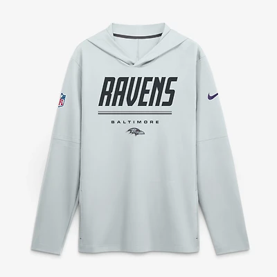 Men's Nike Purple Baltimore Ravens Sideline Lightweight Long Sleeve Hooded Dri-FIT Top