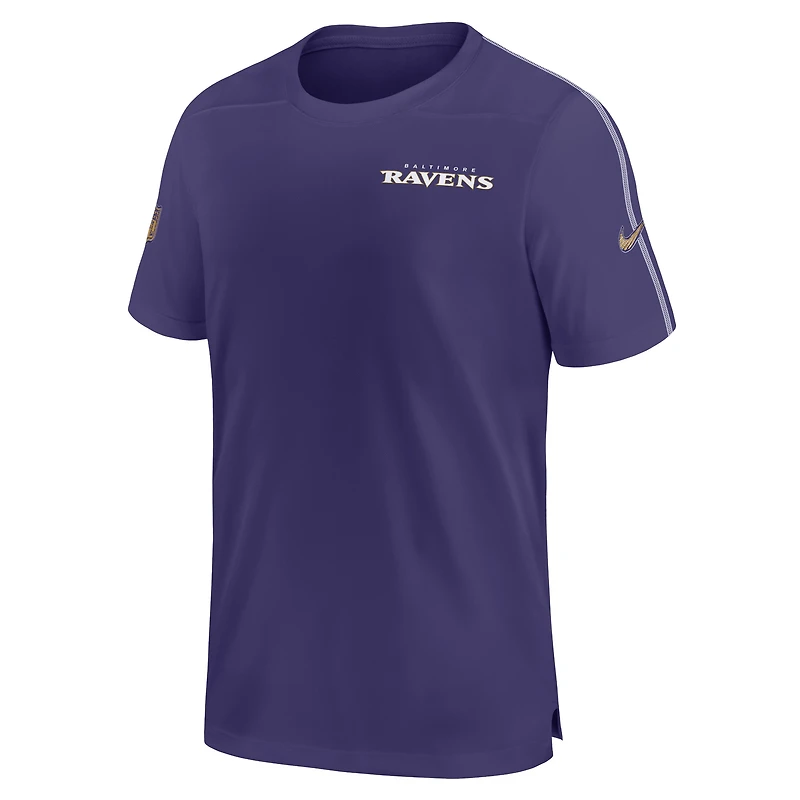 T-shirt Nike violet Baltimore Ravens 2024 Sideline Coach UV Performance pour homme