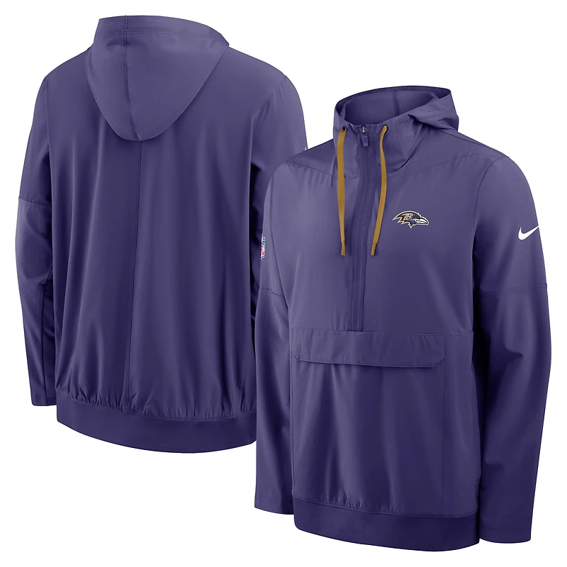 Men's Nike Purple Baltimore Ravens Alt Anorak Half-Zip Hooded Jacket