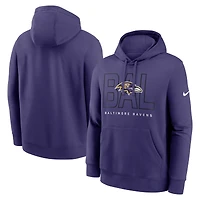 Sweat à capuche Nike violet Baltimore Ravens Busted Play Club en polaire pour homme