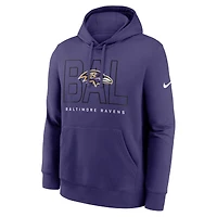 Sweat à capuche Nike violet Baltimore Ravens Busted Play Club en polaire pour homme