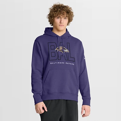 Sweat à capuche Nike violet Baltimore Ravens Busted Play Club en polaire pour homme