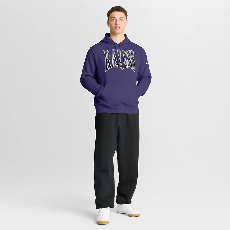 Men's Nike Purple Baltimore Ravens Full Blitz Club Fleece Pullover Hoodie