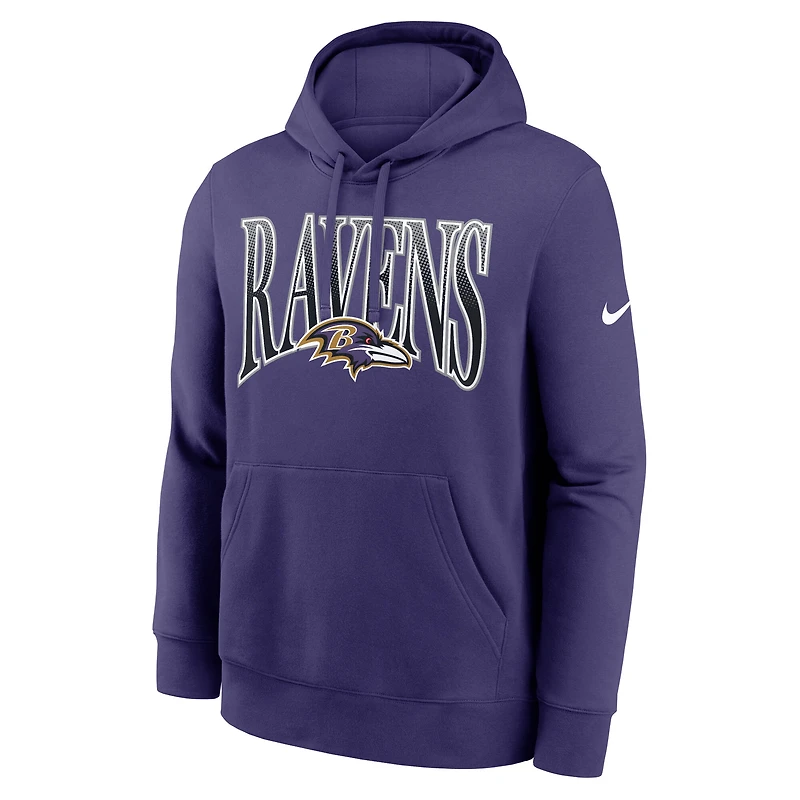 Men's Nike Purple Baltimore Ravens Full Blitz Club Fleece Pullover Hoodie