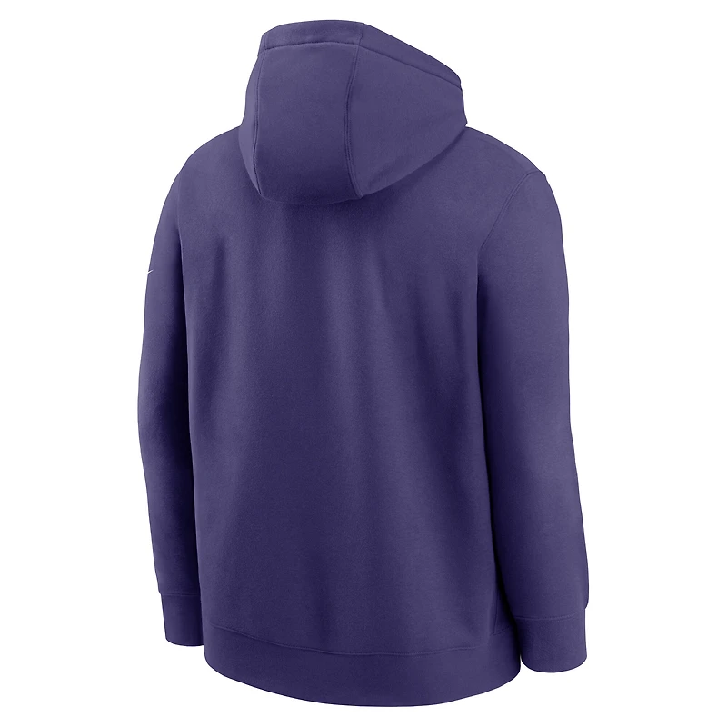 Sweat à capuche en polaire Nike violet Baltimore Ravens Full Blitz Club pour homme