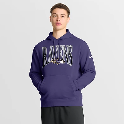Men's Nike Purple Baltimore Ravens Full Blitz Club Fleece Pullover Hoodie