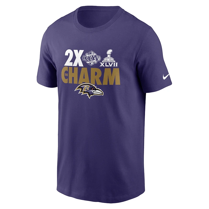 Men's Nike Purple Baltimore Ravens Hometown Collection 2x Super Bowl Champions T-Shirt