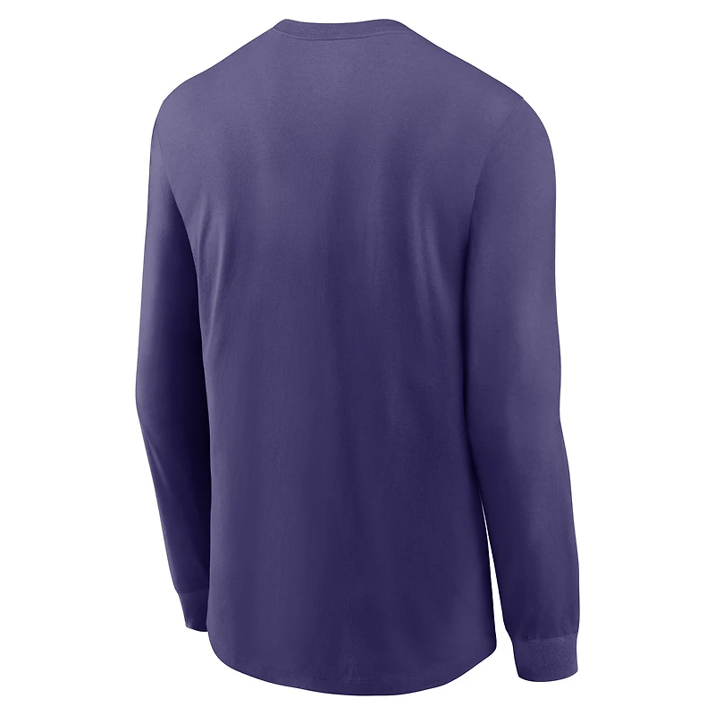 T-shirt à manches longues Nike violet pour homme Baltimore Ravens Play to Win Essential