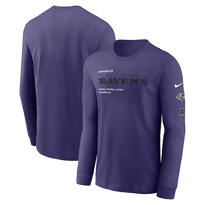 T-shirt à manches longues Nike violet pour homme Baltimore Ravens Play to Win Essential