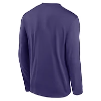 T-shirt Nike violet à manches longues pour homme Baltimore Ravens Primetime Legend Icon Performance