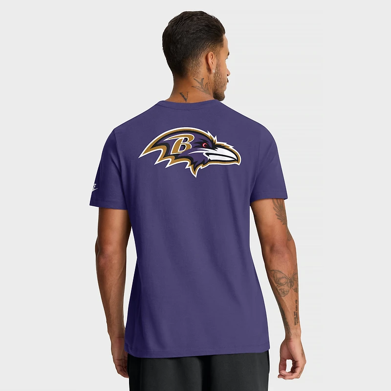 Men's Nike Purple Baltimore Ravens Rewind Front and Back Hit Essential T-Shirt