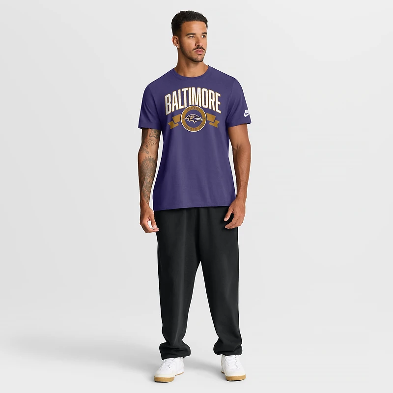 Men's Nike Purple Baltimore Ravens Rewind Front and Back Hit Essential T-Shirt