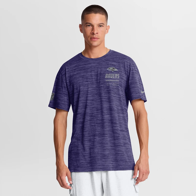 Men's Nike Purple Baltimore Ravens Sideline Double Covered Dri-FIT Velocity T-Shirt