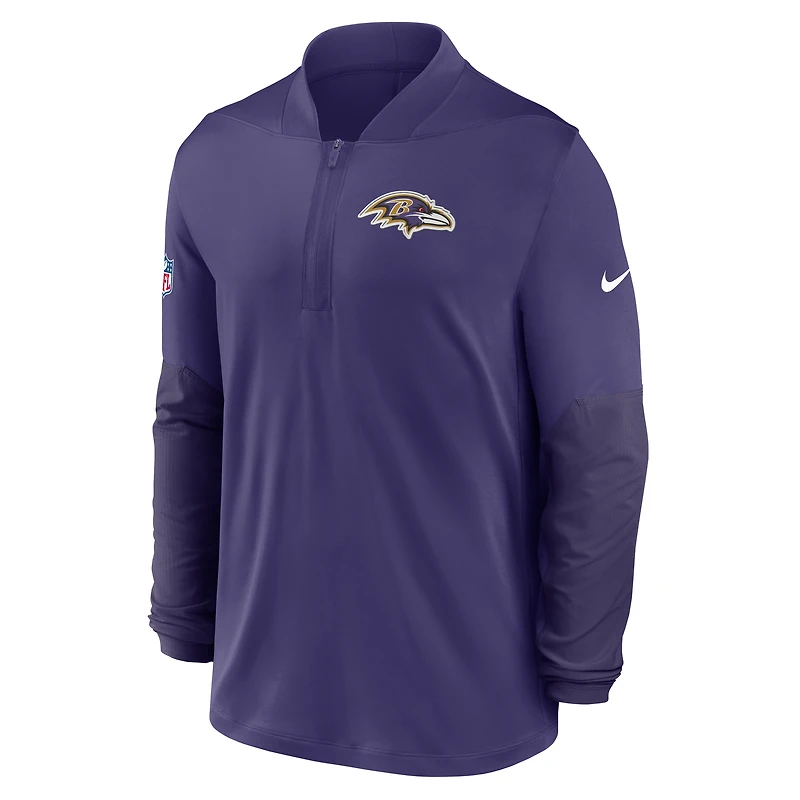 Pull Nike violet à demi-zip pour homme Baltimore Ravens Sideline Dri-FIT