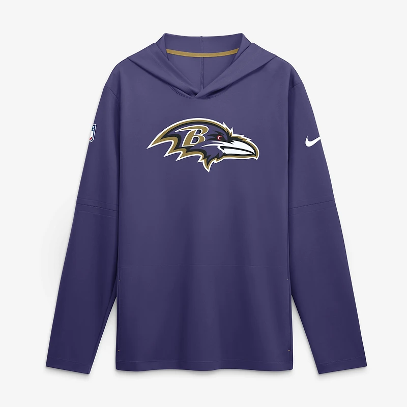 Men's Nike Purple Baltimore Ravens Sideline Dri-FIT Long Sleeve Hooded T-Shirt