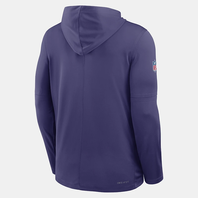 Men's Nike Purple Baltimore Ravens Sideline Dri-FIT Long Sleeve Hooded T-Shirt