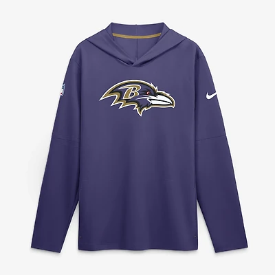 Men's Nike Purple Baltimore Ravens Sideline Dri-FIT Long Sleeve Hooded T-Shirt