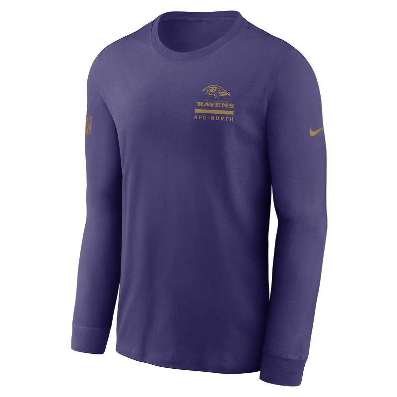 T-shirt Nike violet à manches longues Dri-FIT pour homme des Baltimore Ravens