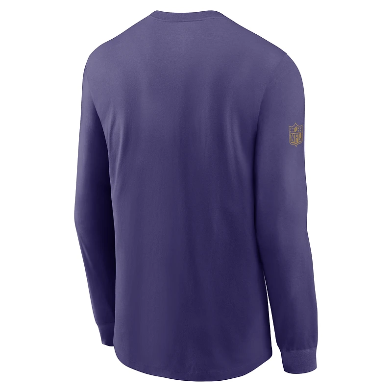 T-shirt Nike violet à manches longues Dri-FIT pour homme des Baltimore Ravens