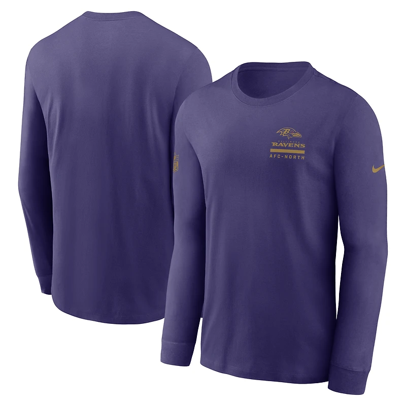 T-shirt Nike violet à manches longues Dri-FIT pour homme des Baltimore Ravens