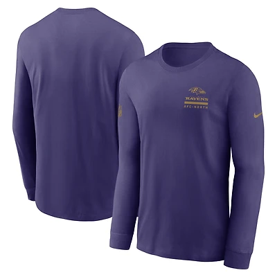 T-shirt Nike violet à manches longues Dri-FIT pour homme des Baltimore Ravens