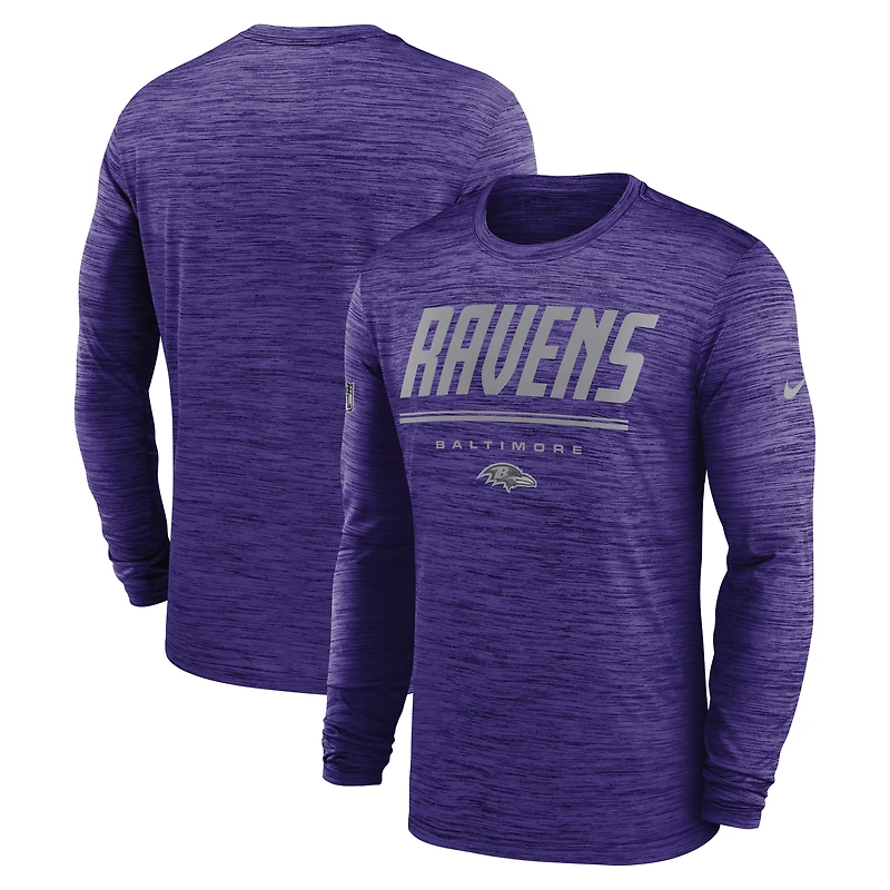 Men's Nike Purple Baltimore Ravens Sideline Offensive Transition Velocity Dri-FIT Long Sleeve T-Shirt