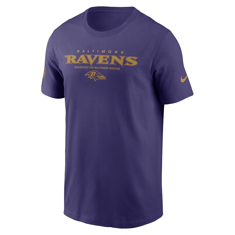 T-shirt Nike violet pour homme, coupe latérale, Baltimore Ravens