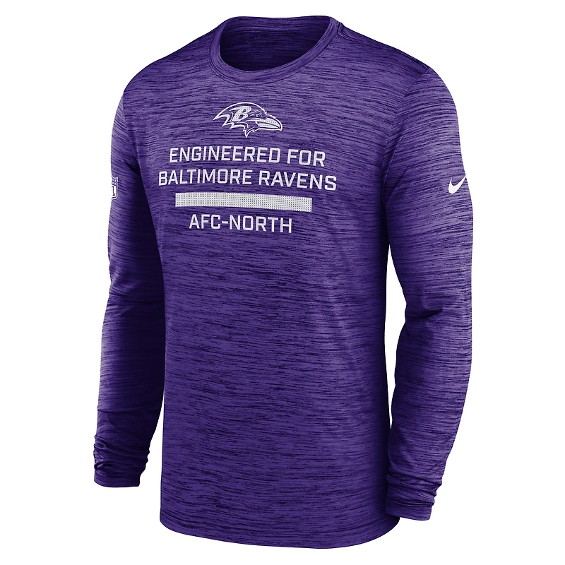Men's Nike Purple Baltimore Ravens Sideline Velocity Performance Long Sleeve T-Shirt