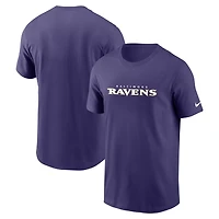 T-shirt essentiel Nike violet Baltimore Ravens Team Wordmark pour hommes