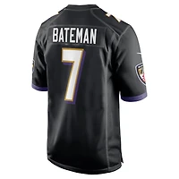 Men's Nike Rashod Bateman Black Baltimore Ravens Game Player Jersey