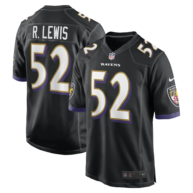 Maillot Nike Ray Lewis noir pour homme, joueur retraité des Baltimore Ravens, match alternatif