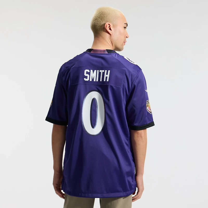 Maillot de match Nike Roquan Smith violet des Ravens Baltimore pour homme